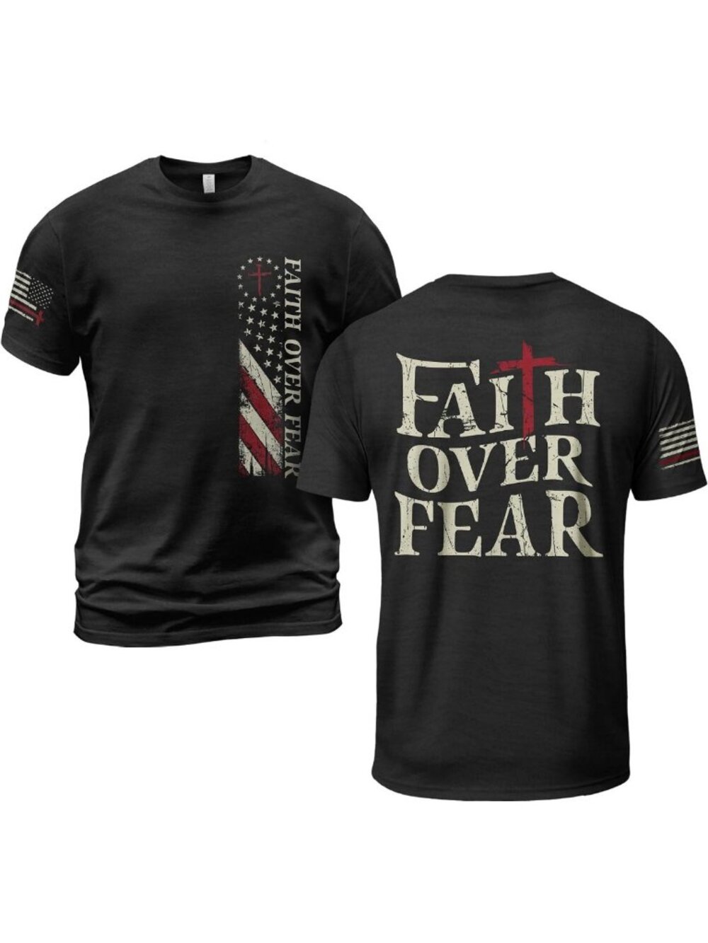 Men's Faith Over Fear Graphic Tee, Inspirational Christian Shirt for Men